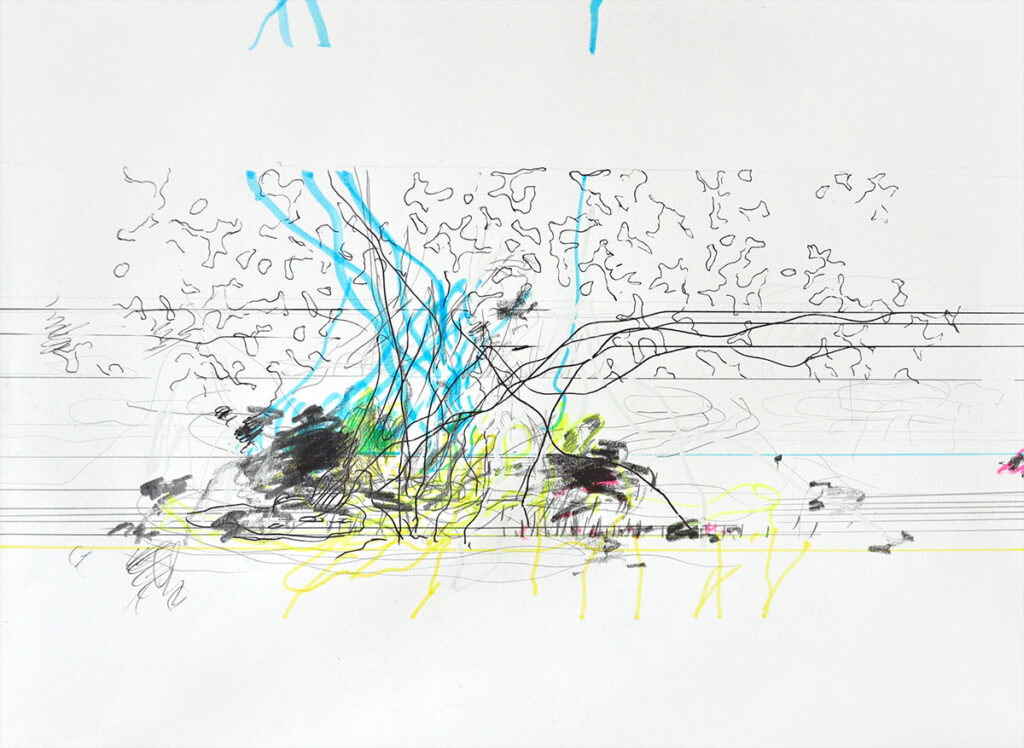 Michael Picke - blue flames | pencil and marker on paper | 30 x 40 cm | 2014
